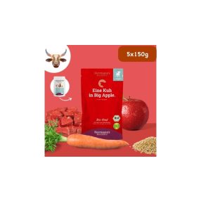 Bio marhahús menü kölyökkutyáknak - alma, kókuszpehely 5 x 150 g, Herrmann's Bio