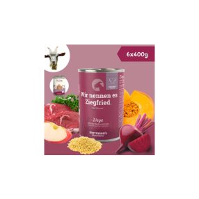   Kecskehús párolt menü érzékeny emésztésű kutyáknak - bio cékla, bio sütőtök 6 x 400 g, Herrmann's Bio