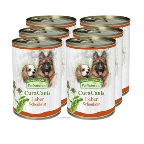 100% természetes kutyaeledel májproblémákkal küzdő kutyáknak 6 x 400 g, (PerNaturam CuraCanis®) 