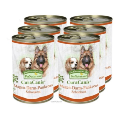 100% természetes kutyaeledel Gyomor-bél-hasnyálmirigy problémákkal küzdő kutyáknak 6 x 400 g, (Pernaturam CuraCanis®)