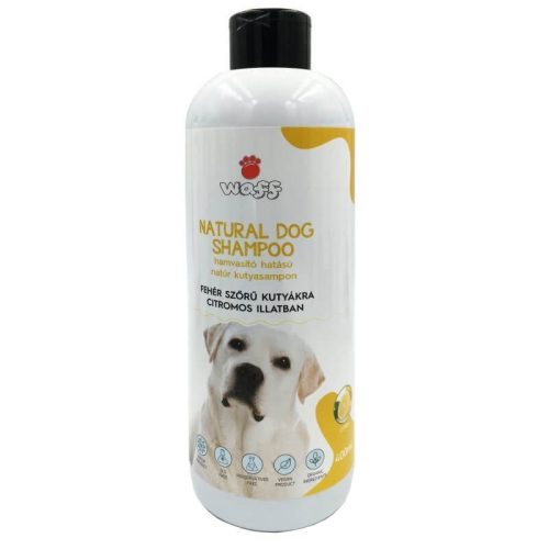 Natúr hamvasító hatású kutyasampon, fehér szőrű kutyáknak,  citrom illatú ( Waff )