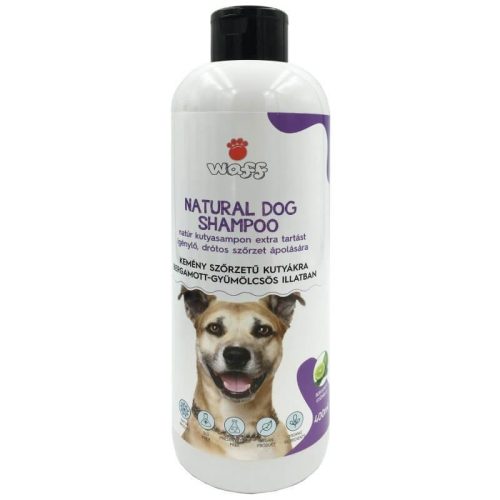 Natúr kutyasampon extra tartást igénylő, drótos szőrzet ápolására, bergamott-gyümölcs illatú - Waff