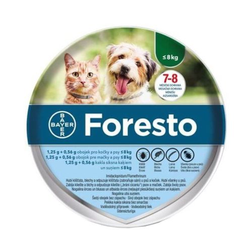 Foresto kullancs- és bolhanyakörv kicsi macska-kutya 8 kg-ig